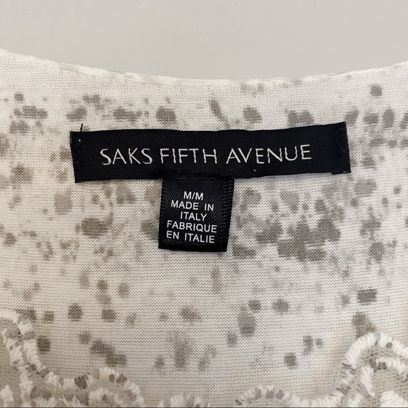 Saks Fifth Avenue Silk Grey & White Blouse - Picture 8 of 9